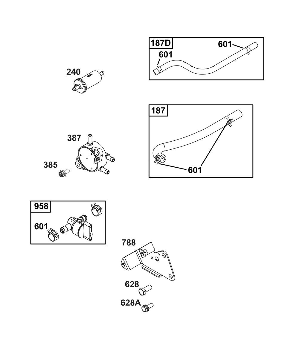 Fuel Supply Group Diagram and Parts List for 386447-0502-B5 200000 - 399999 Briggs and Stratton Engine